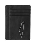 Minimalist Front Pocket ID Card RFID Blocking Leather Wallet with Palestine Map Print