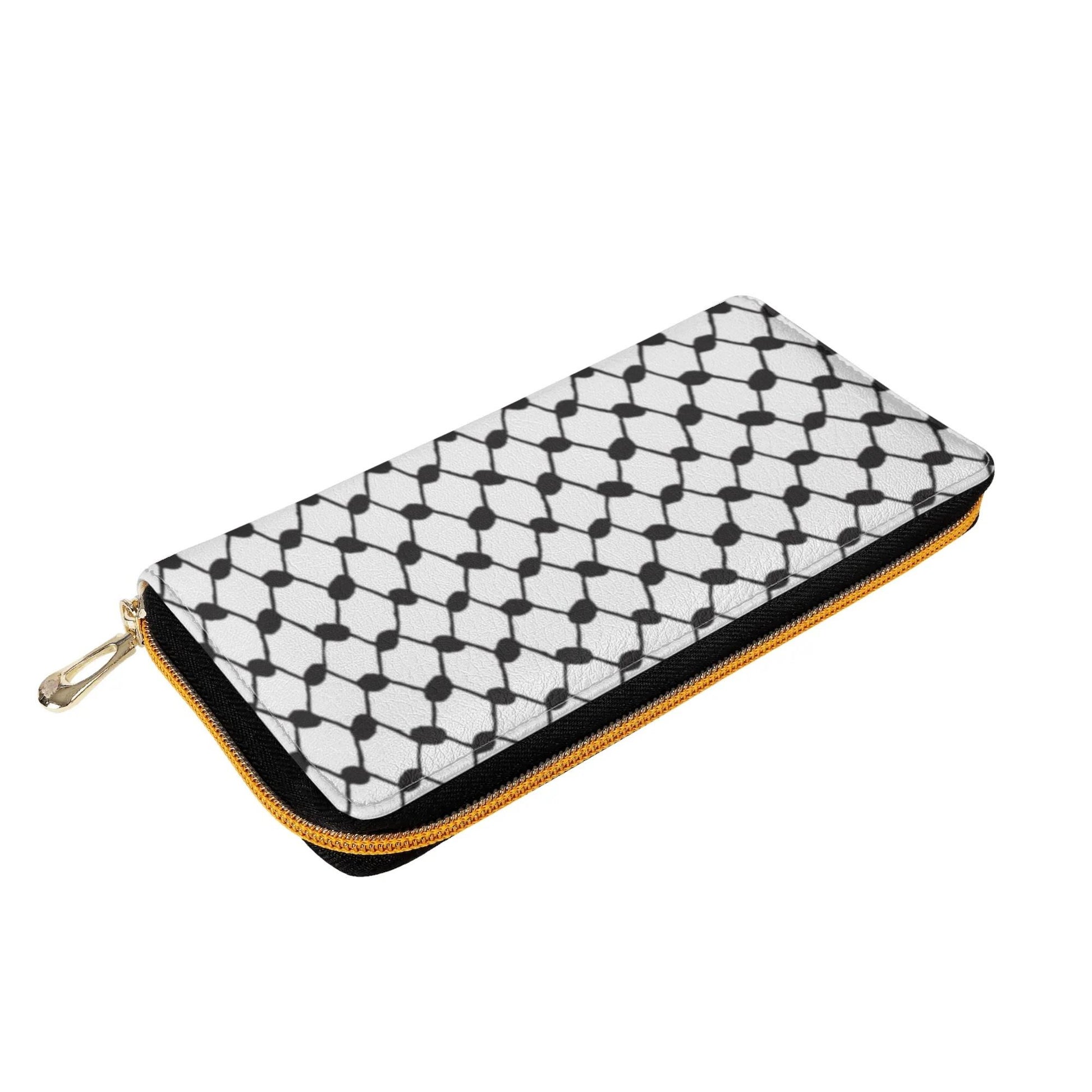 Keffiyeh Pattern PU Leather Zipper Wallet – Stylish and Functional