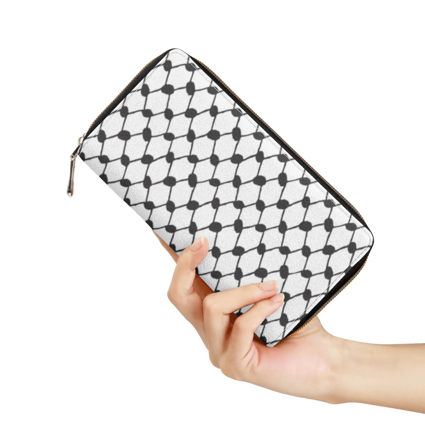 Keffiyeh Pattern PU Leather Zipper Wallet – Stylish and Functional