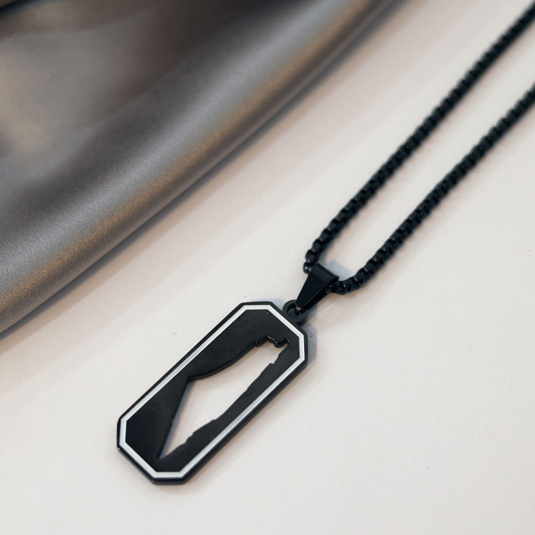 Palestine Black Tag Necklace - Mens