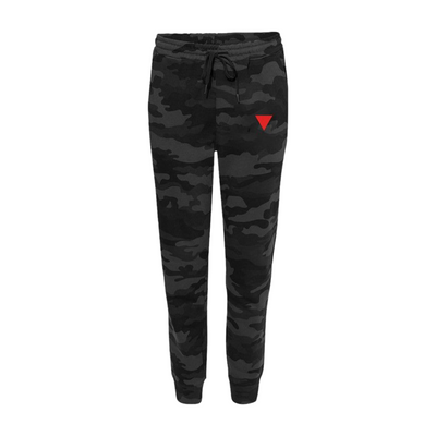 Camo Joggers with Red Triangle Embroidery