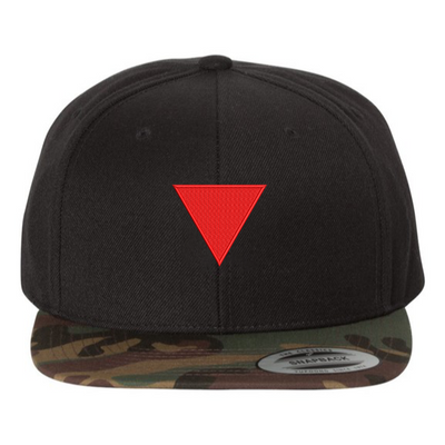 Black Camo Snapback with Red Triangle Embroidery