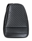 Black Tactical Heritage Keffiyeh Sling Bag, vegan leather, upright front studio view