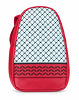 Red and White Tactical Heritage Keffiyeh Sling Bag, upright front studio view