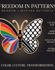 Freedom in Patterns — Rainbow Keffiyeh Butterfly Enamel Pin