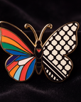Freedom in Patterns — Rainbow Keffiyeh Butterfly Enamel Pin