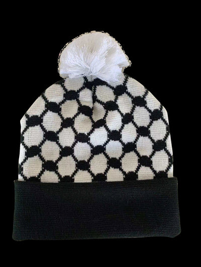 Palestinian Kids Beenie Kufiya Design with white Pom