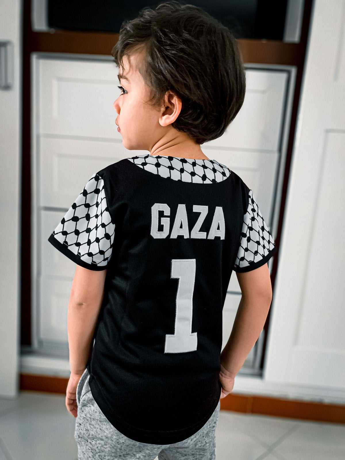 Kids Kufiya Button Down Baseball Jersey