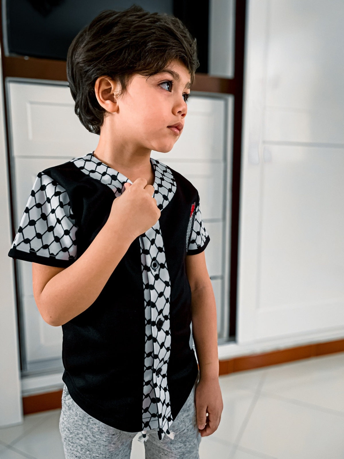 Kids Kufiya Button Down Baseball Jersey