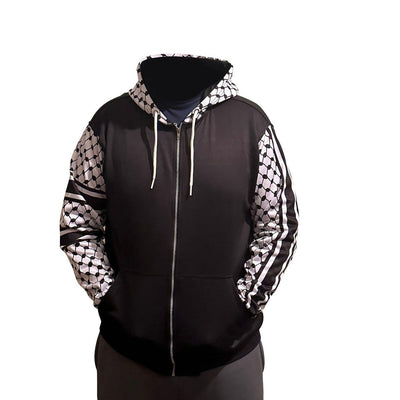 Adult Palestinian Kufiya Pattern Zip Hoodie