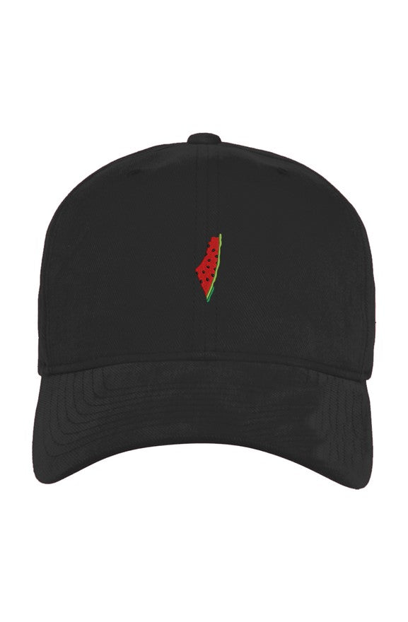 Adjustable Brushed Twill Structured Cap with Watermelon PALESTINE Map Embroidery